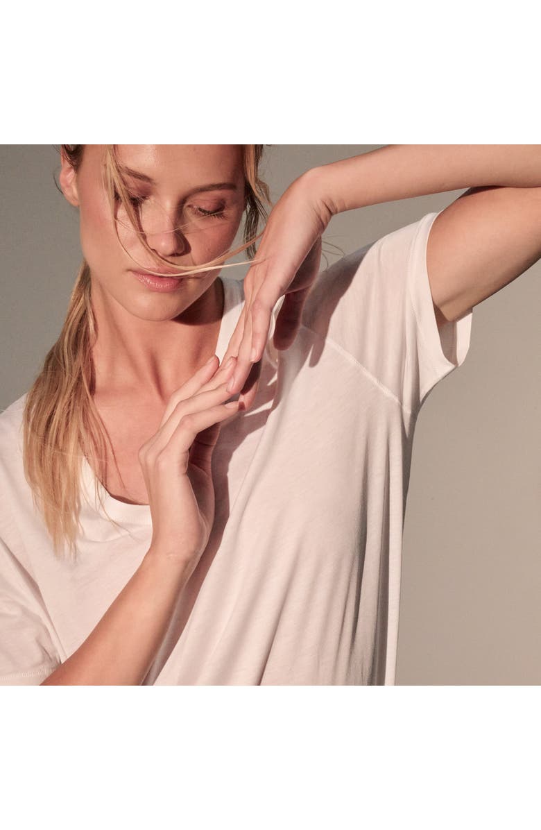 Majestic Filatures Lyocell Cotton Semi Relaxed Short Sleeve V-Neck T-Shirt, Alternate, color, Blanc