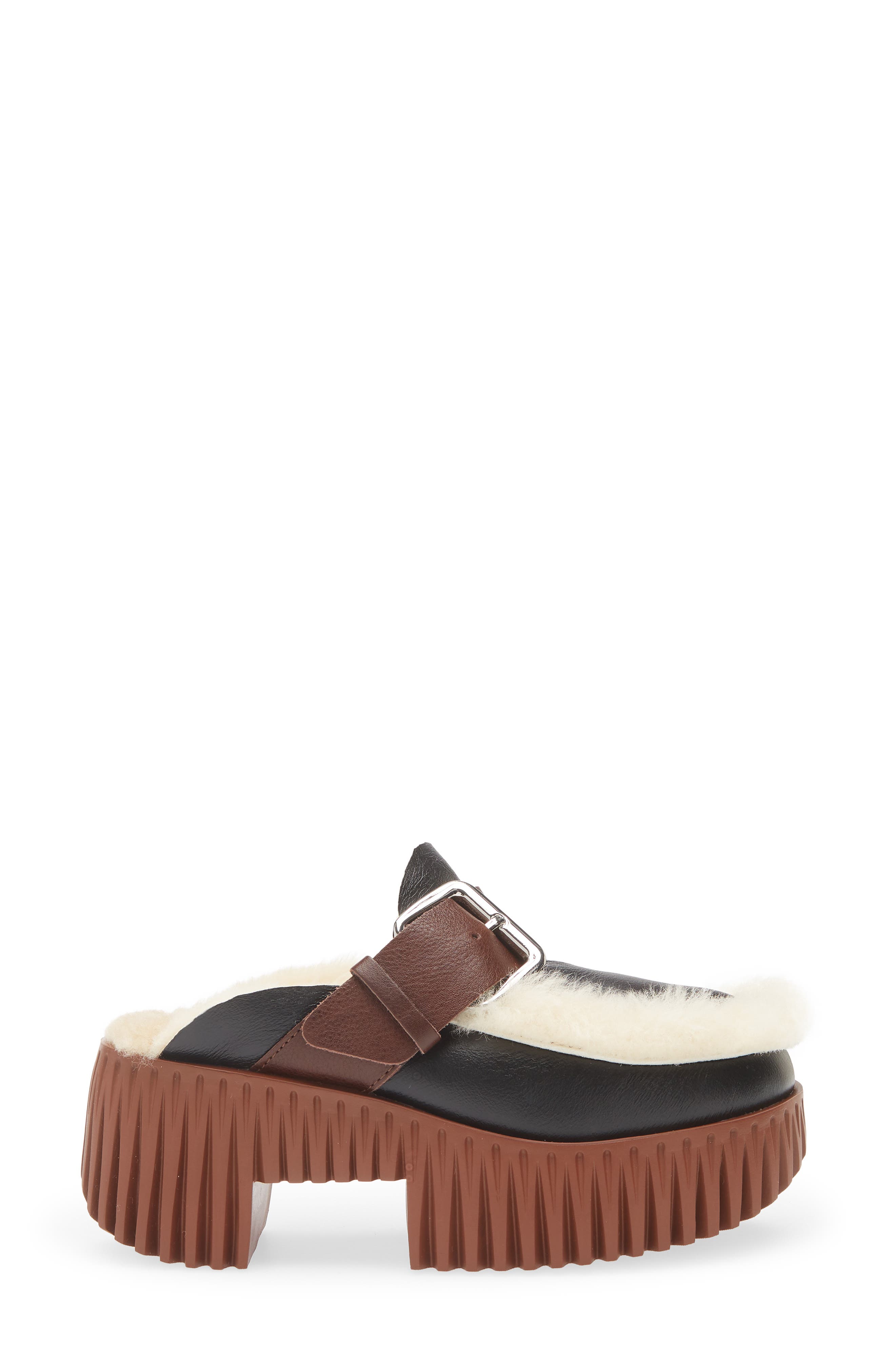 4CCCCEES Plia Amber Genuine Shearling Platform Clog, Alternate, color, Oreo