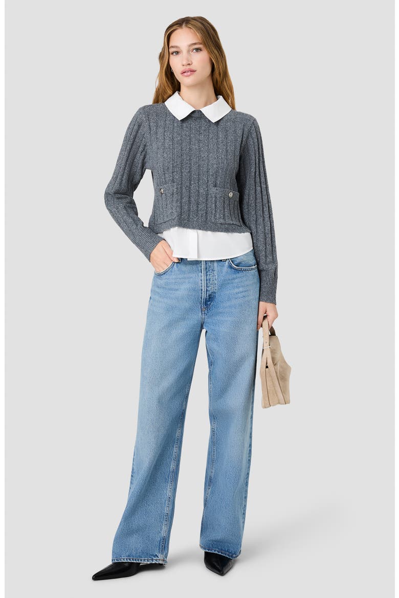 Aleyna Collared Pullover Sweater, Alternate, color, STONE HEATHER GREY
