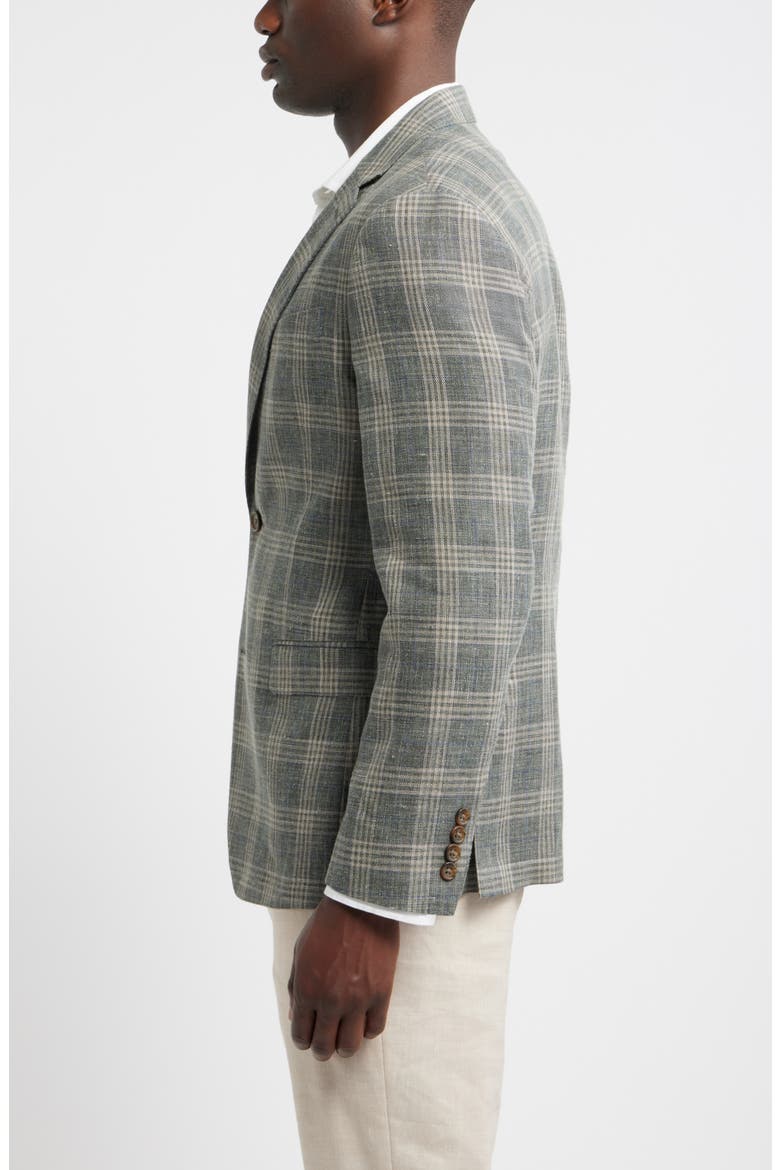 Henrik Trim Fit Plaid Slub Linen & Cotton Blend Sport Coat, Alternate, color, GREEN ENZO PLAID