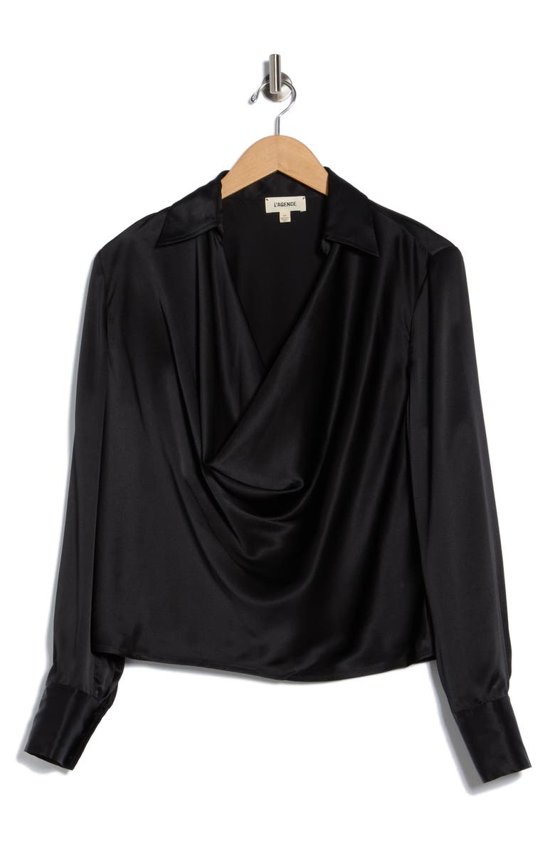 L'AGENCE Lotus Cowl Neck Long Sleeve Silk Top, Alternate, color,