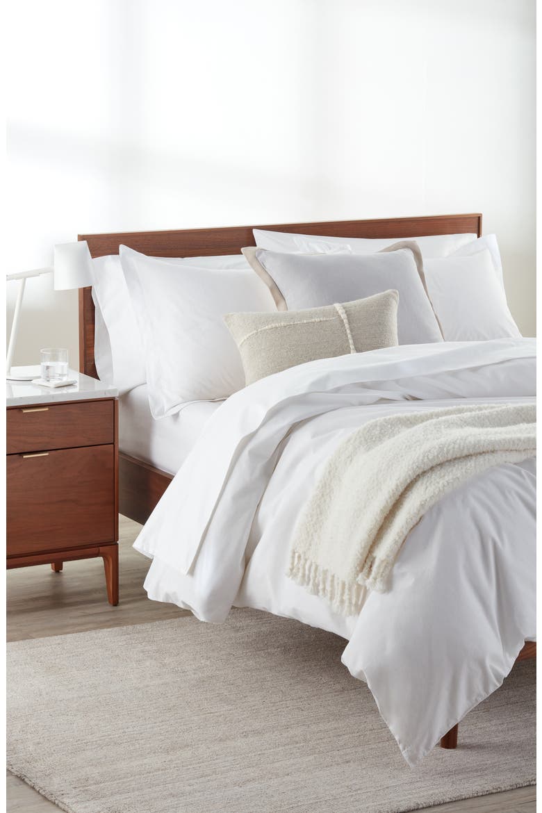 Organic Cotton Percale Duvet Cover & Shams Set, Main, color, WHITE