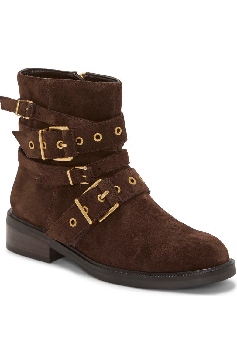 Vince Camuto Arielle Buckle Moto Boot, Main, color, Brownie Verona