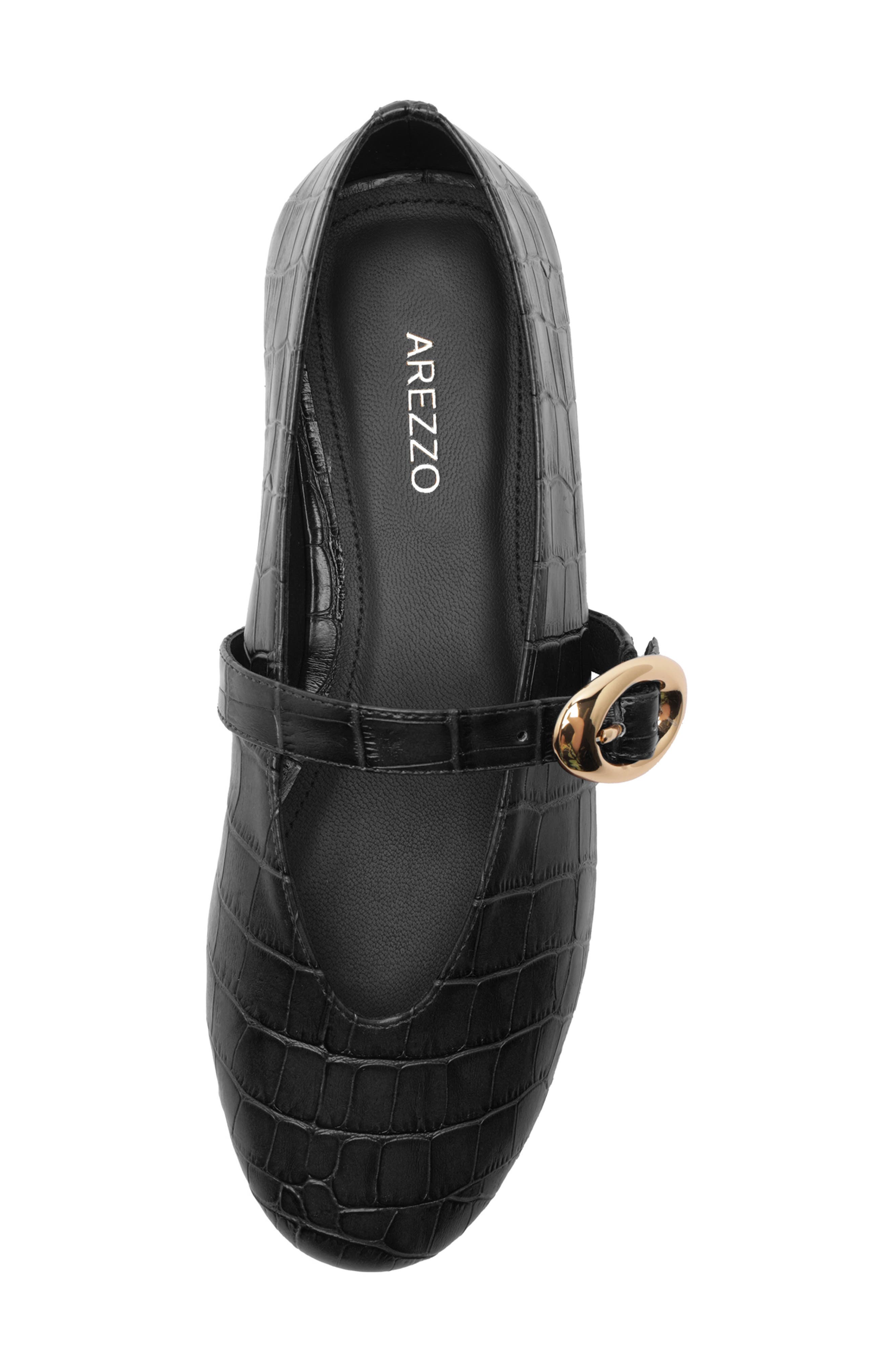 Arezzo Erica Croc Embossed Ballet Flat, Alternate, color, Black