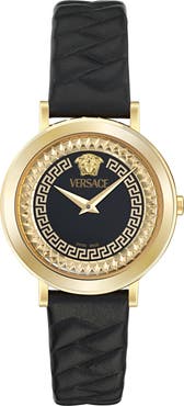 Versace Delphinus Leather Strap Watch, 35mm