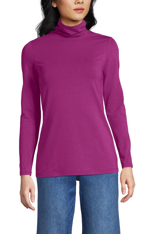 Lands' End Lightweight Jersey Long Sleeve Turtleneck in Light Raspberry Sorbet 
