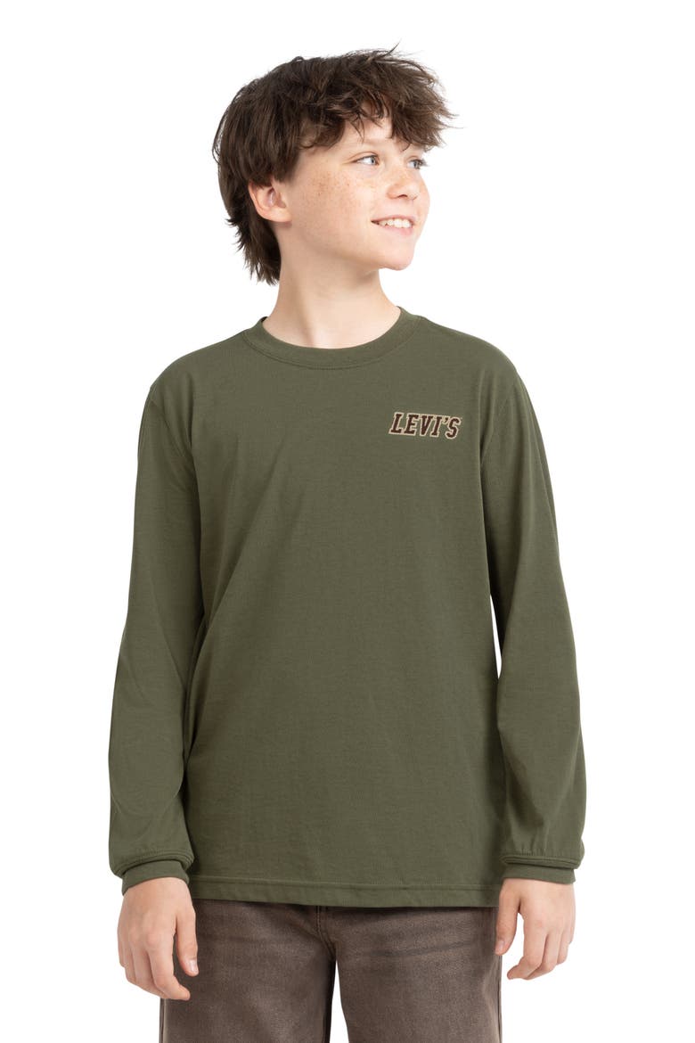 Kids' Graphic Long Sleeve T-Shirt, Alternate, color, OLIVE NIGHT