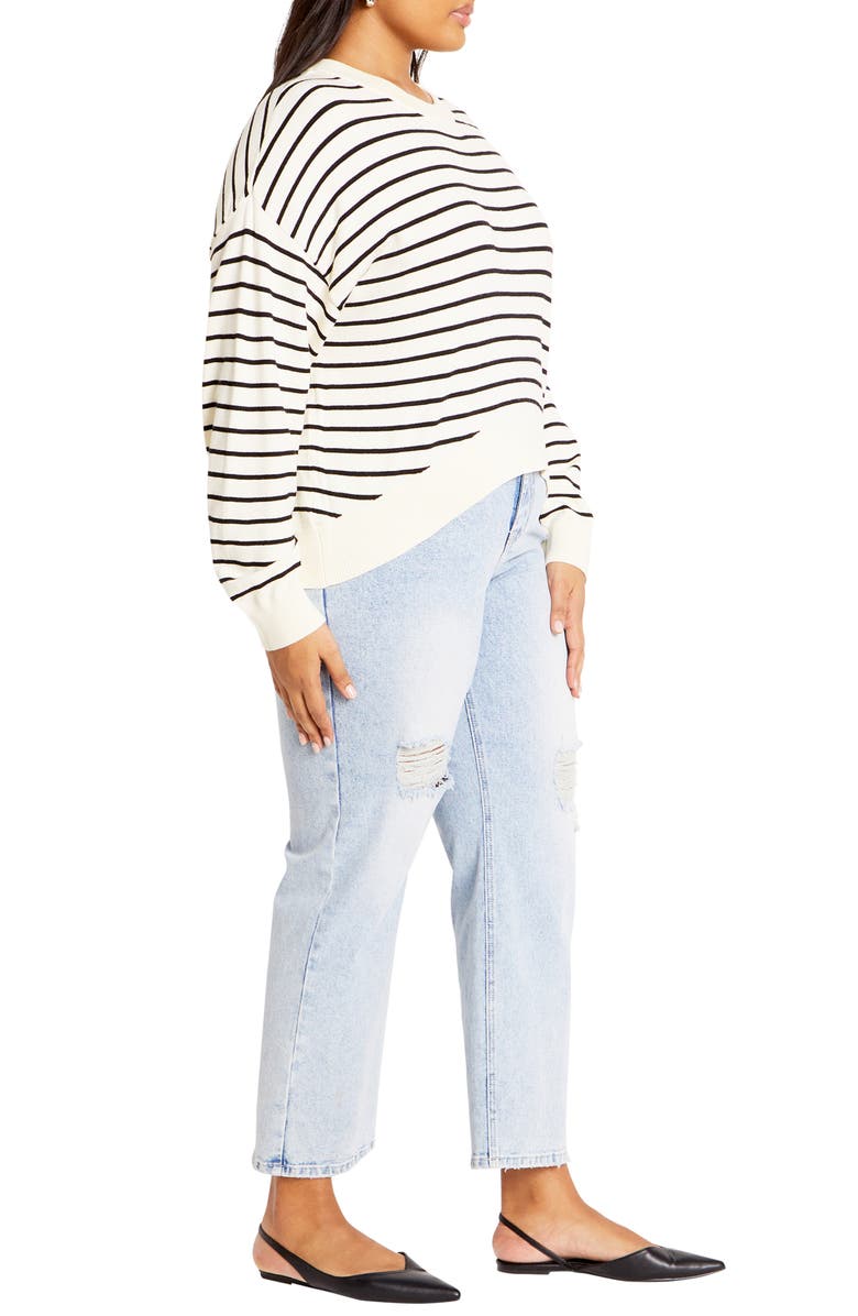 City Chic Nia Stripe High-Low Sweater, Alternate, color, Stripe