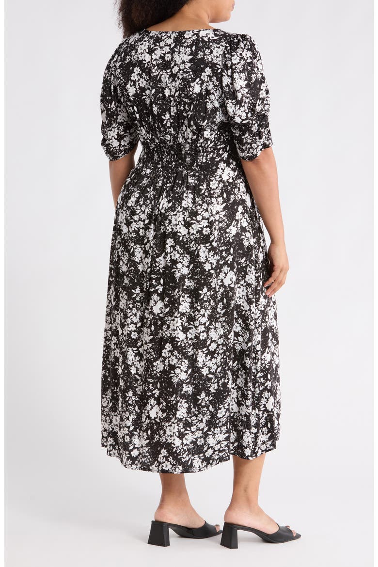 Floral Short Sleeve Maxi Dress, Alternate, color, BLACK