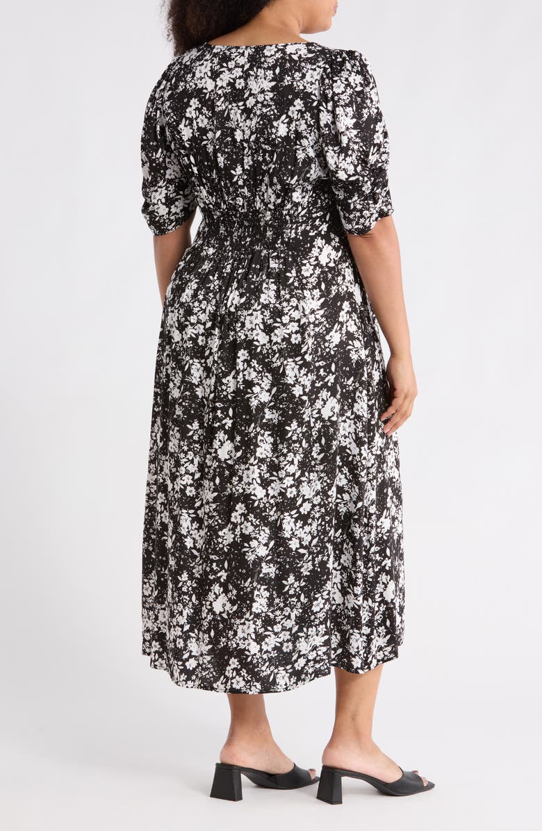 Renee C Floral Short Sleeve Maxi Dress, Alternate, color, Black