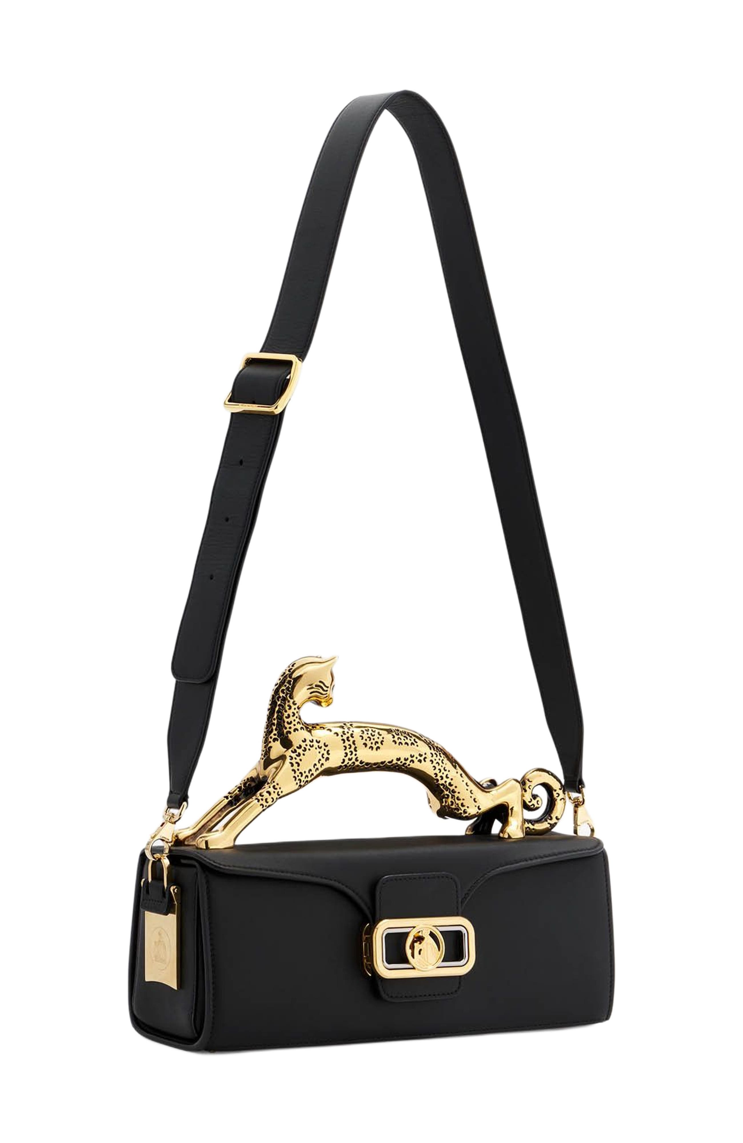 Lanvin Pencil Cat Bag In Box Calf, Alternate, color, Black
