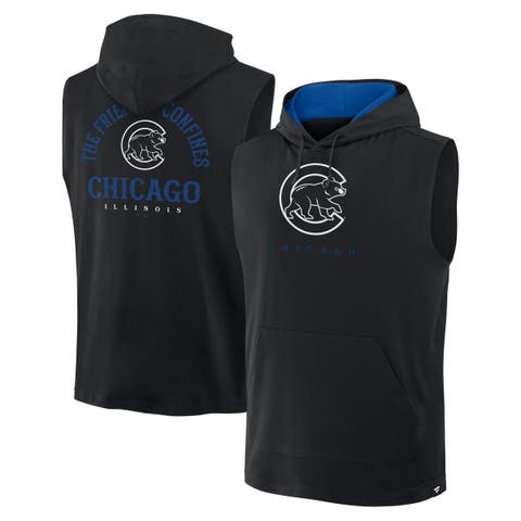 Men's Fanatics Black Chicago Cubs Fire Speed Sleeveless Pullover Hoodie