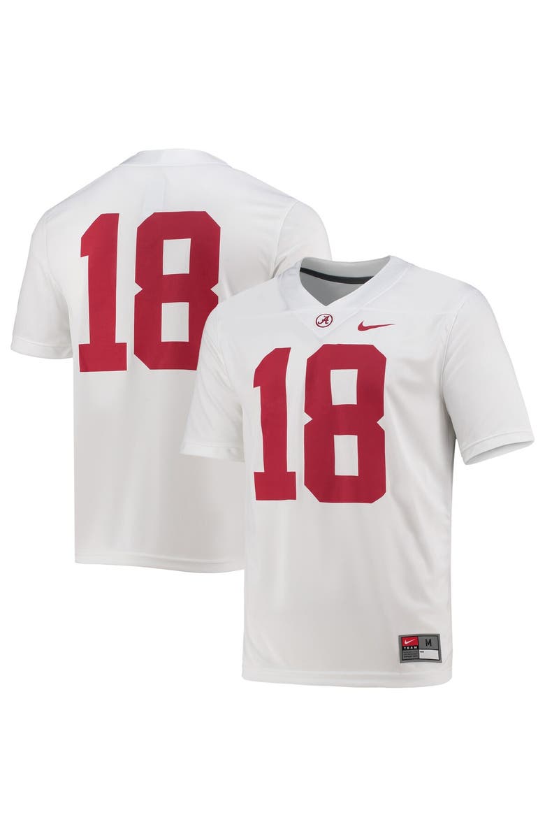 Nike Men's Nike #18 White Alabama Crimson Tide Game Jersey, Alternate, color,