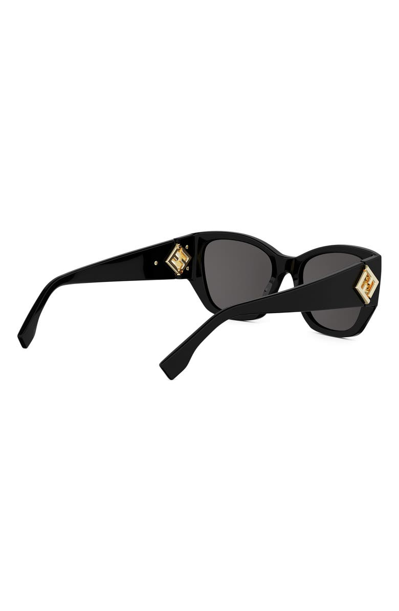 Fendi FF Diamonds 54mm Cat Eye Sunglasses, Alternate, color, Shiny Black / Smoke