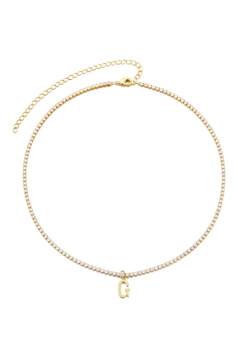 Initial Charm Tennis Necklace, Alternate, color, GOLD-G
