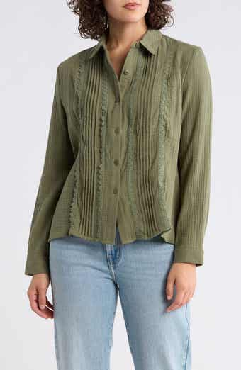 Forgotten Grace Front Pleat Button-Up Shirt