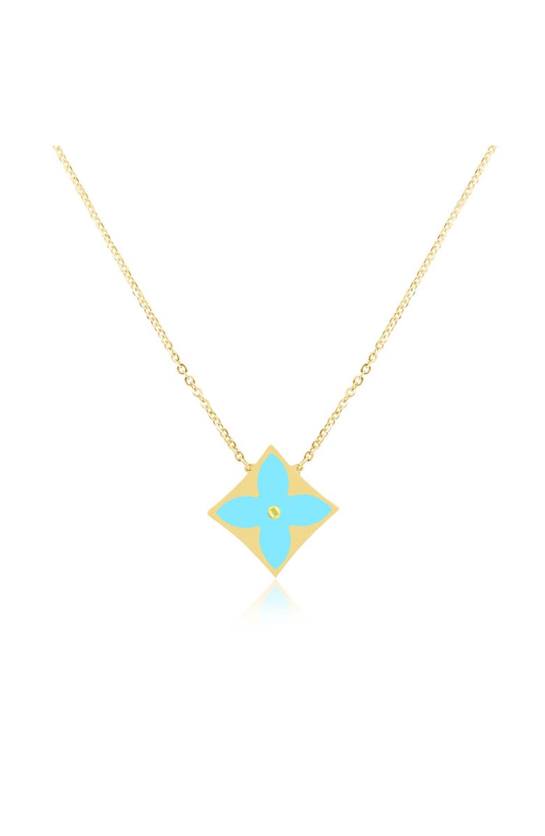 The Lovery Fine Jewelry Turquoise Luxe Flower Necklace, Main, color, Turquoise