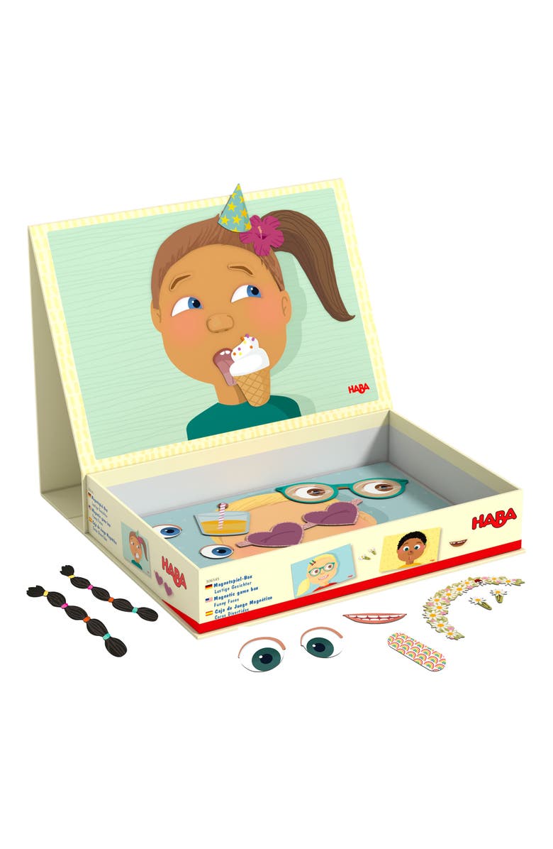 HABA Magnetic Puzzle Funny Faces Mix & Match Game for Toddlers, Travel-Friendly Busy Board and Road Trip Toy for Kids, Toddler Activities for Ages 3+, Main, color, Multi
