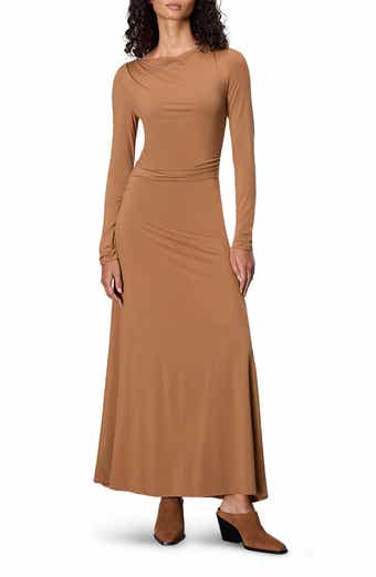 rag & bone Luca Asymmetric Drape Long Sleeve Maxi Dress