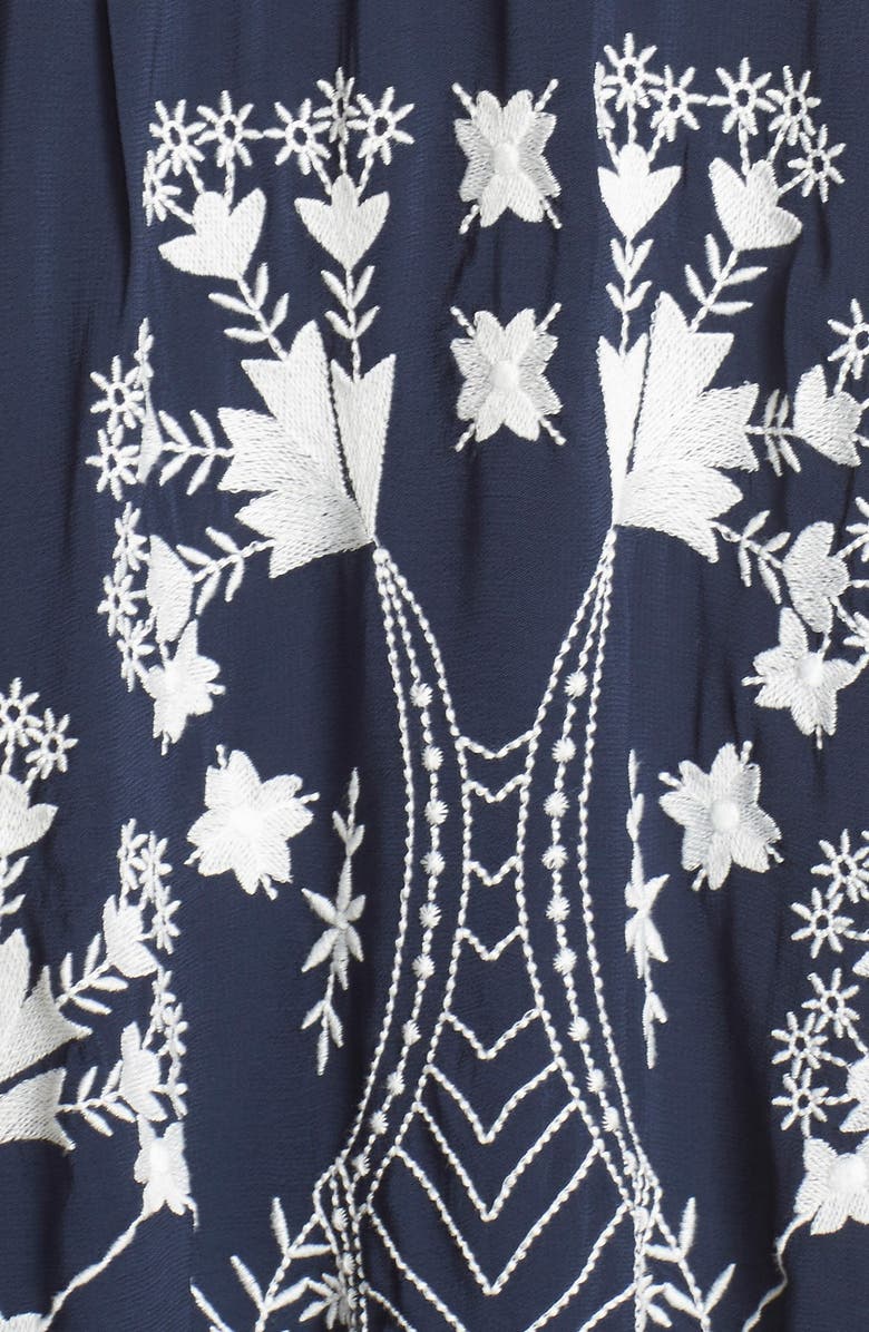 French Connection 'Kiko' Embroidered Crepe Babydoll Dress, Alternate, color, 