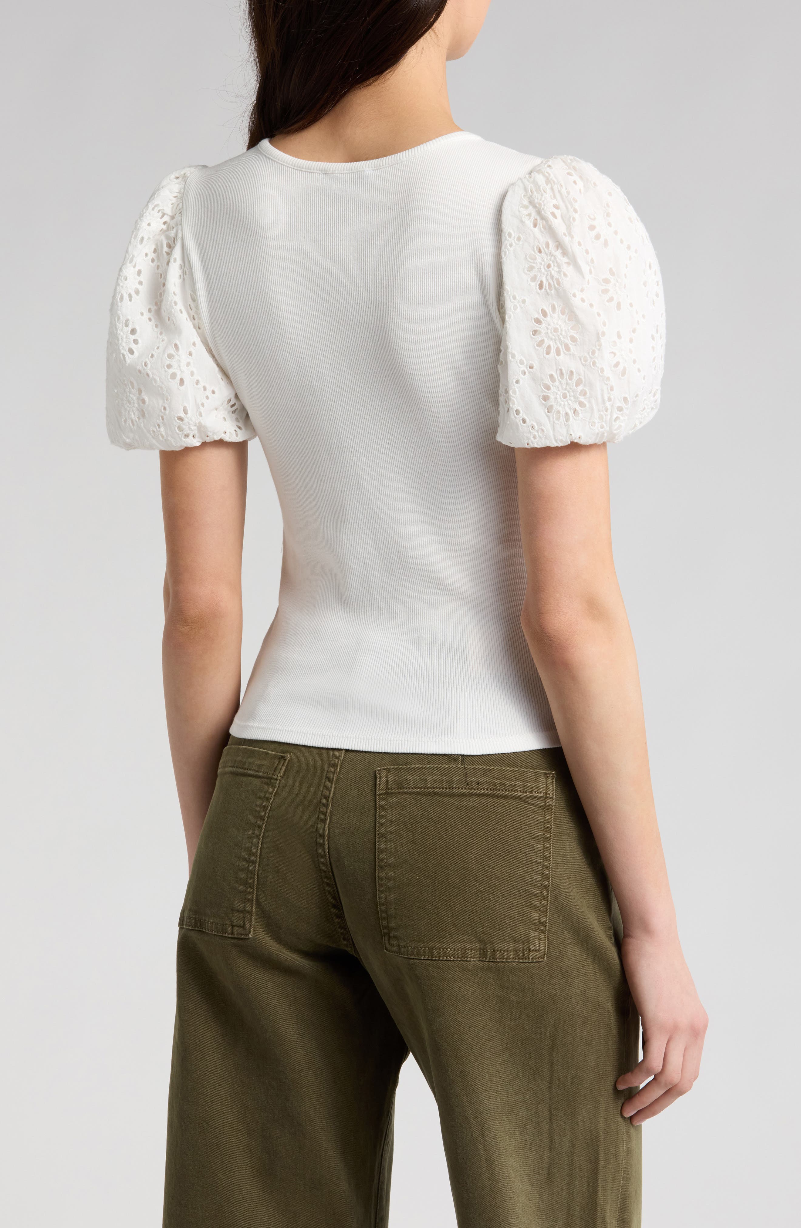 Marina Eyelet Puff Sleeve T-Shirt - image 4