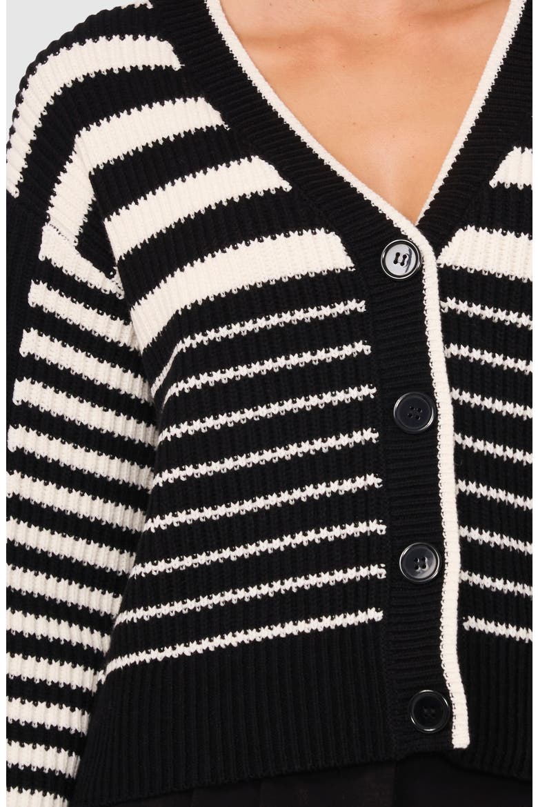 Variegated Stripe Cotton Blend Cardigan, Alternate, color, RICH BLACK STRIPES