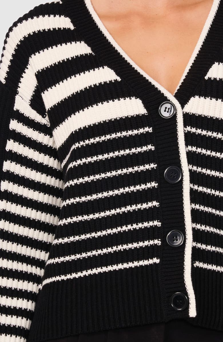Halogen<sup>®</sup> Variegated Stripe Cotton Blend Cardigan, Alternate, color, Rich Black Stripes