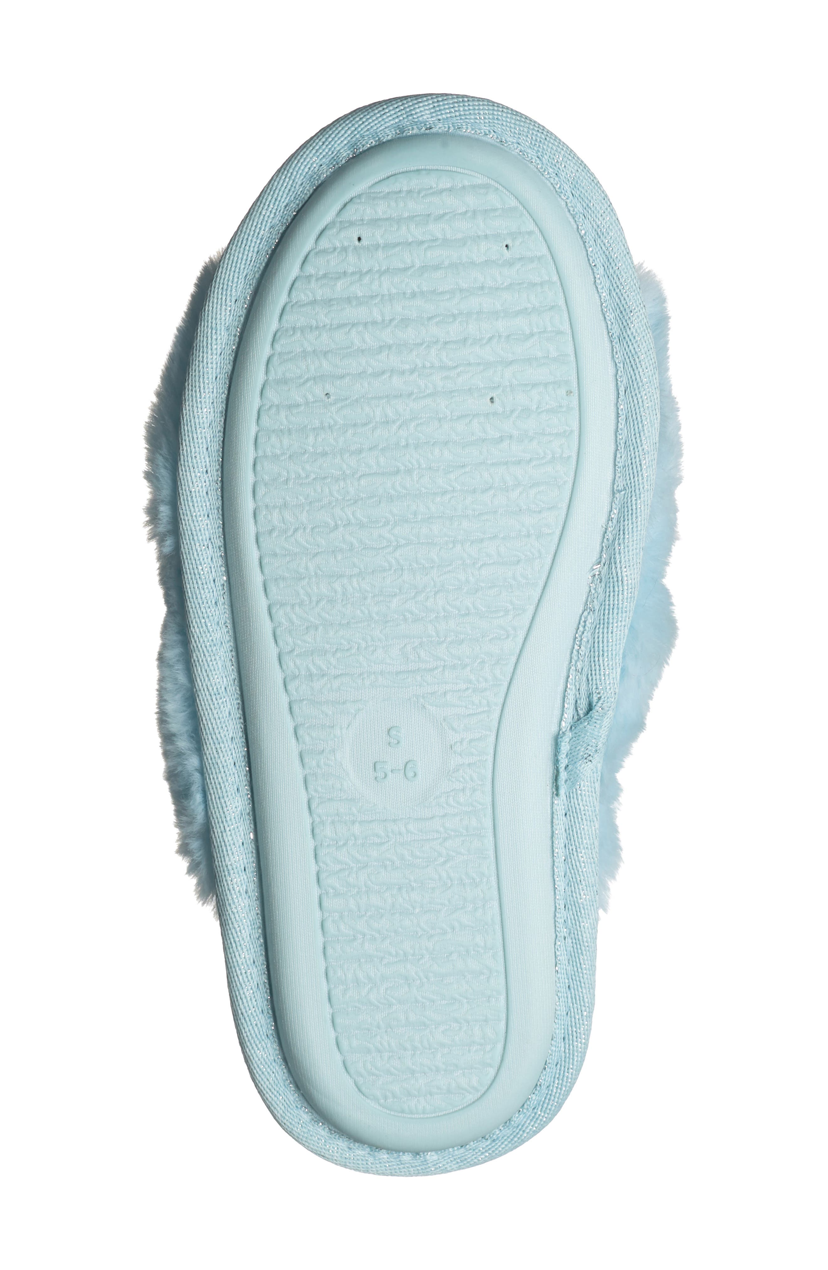 BCBGMAXAZRIA Faux Fur Slide Slipper, Alternate, color, Icy Blue