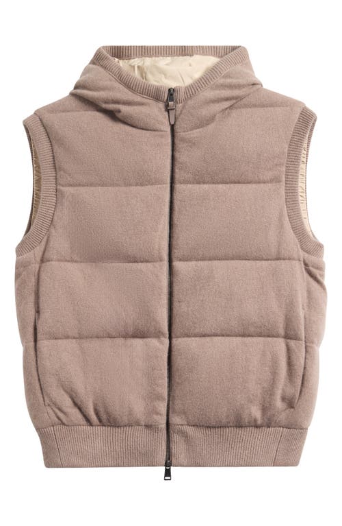 Hugo Boss Boss Henrico Quilted Cashmere Hooded Vest In Brown