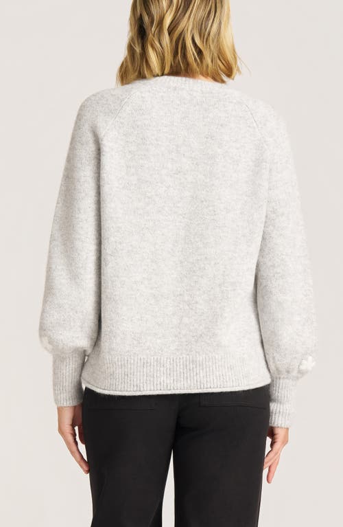 Matty M . Daphne Floral Embroidery Sweater In Gray