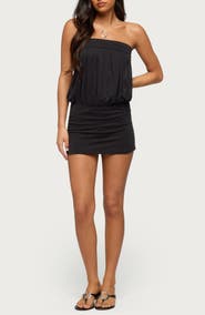 EDIKTED Alannah Strapless Open Back Minidress