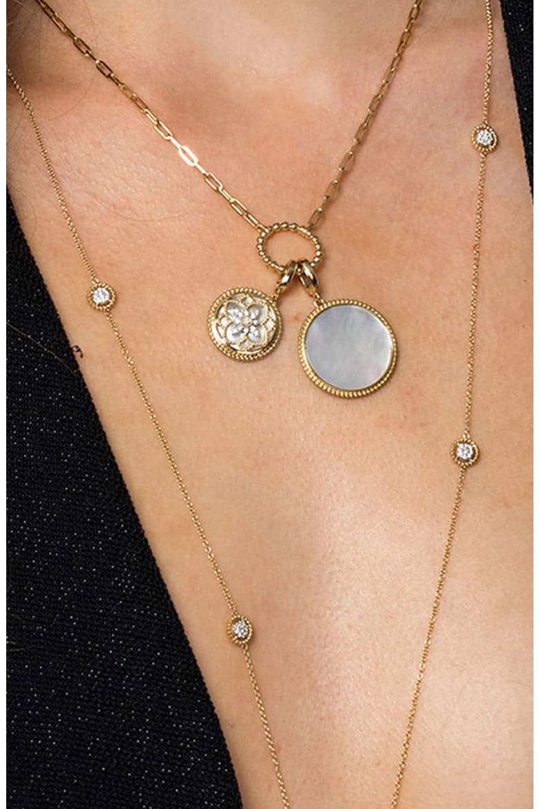 Bujukan Diamond & Mother-of-Pearl Floral Medallion Charm, Alternate, color, GOLD