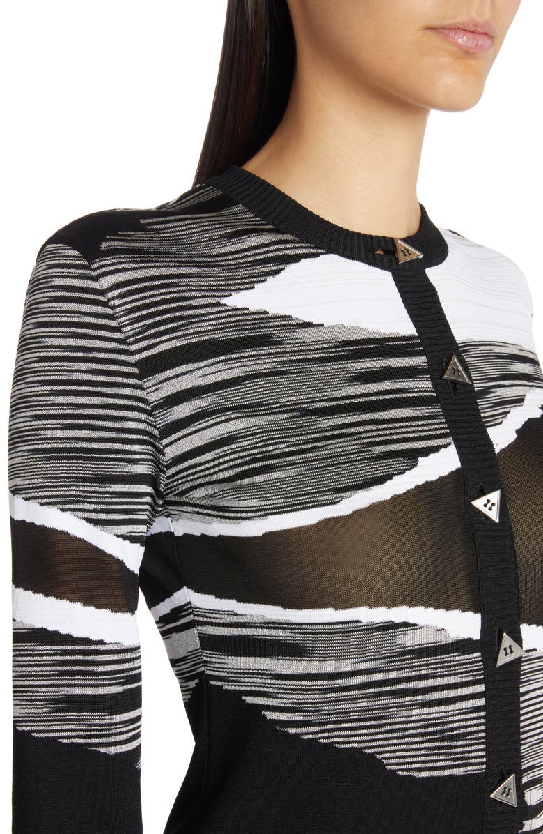 Missoni Space Dye Intarsia Wave Cotton Cardigan, Alternate, color,