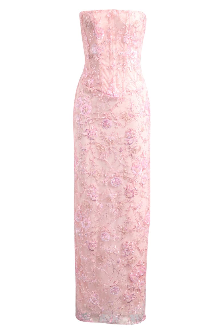Anisa Hand Beaded Strapless Maxi Dress, Main, color, CRYSTAL PINK