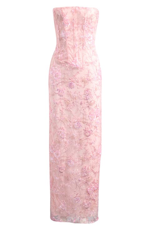 Anisa Hand Beaded Strapless Maxi Dress