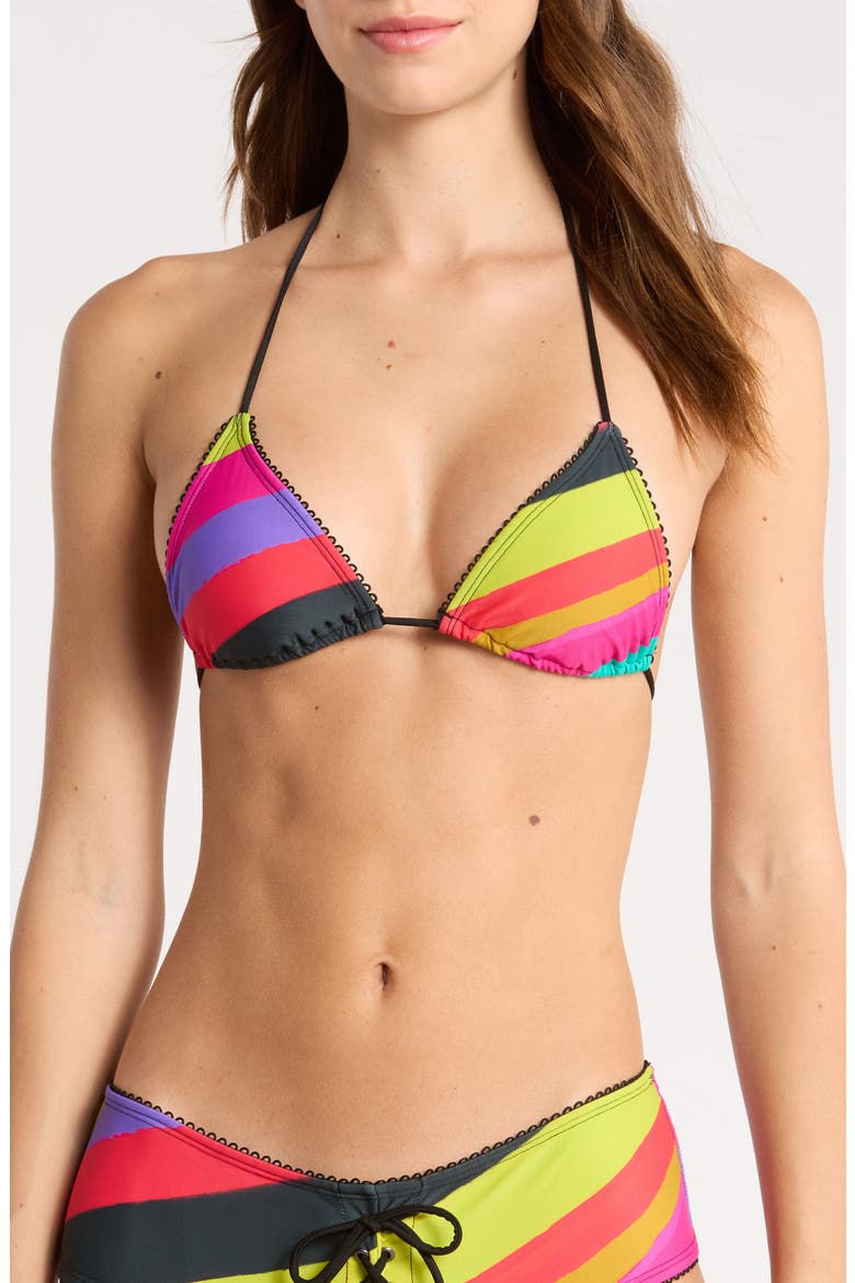 Freda Multi Stripe Triangle Bikini Top, Main, color, MULTI