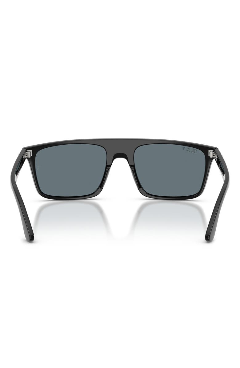Ray-Ban 55mm Polarized Square Sunglasses, Alternate, color, Black / Dark Blue Polar
