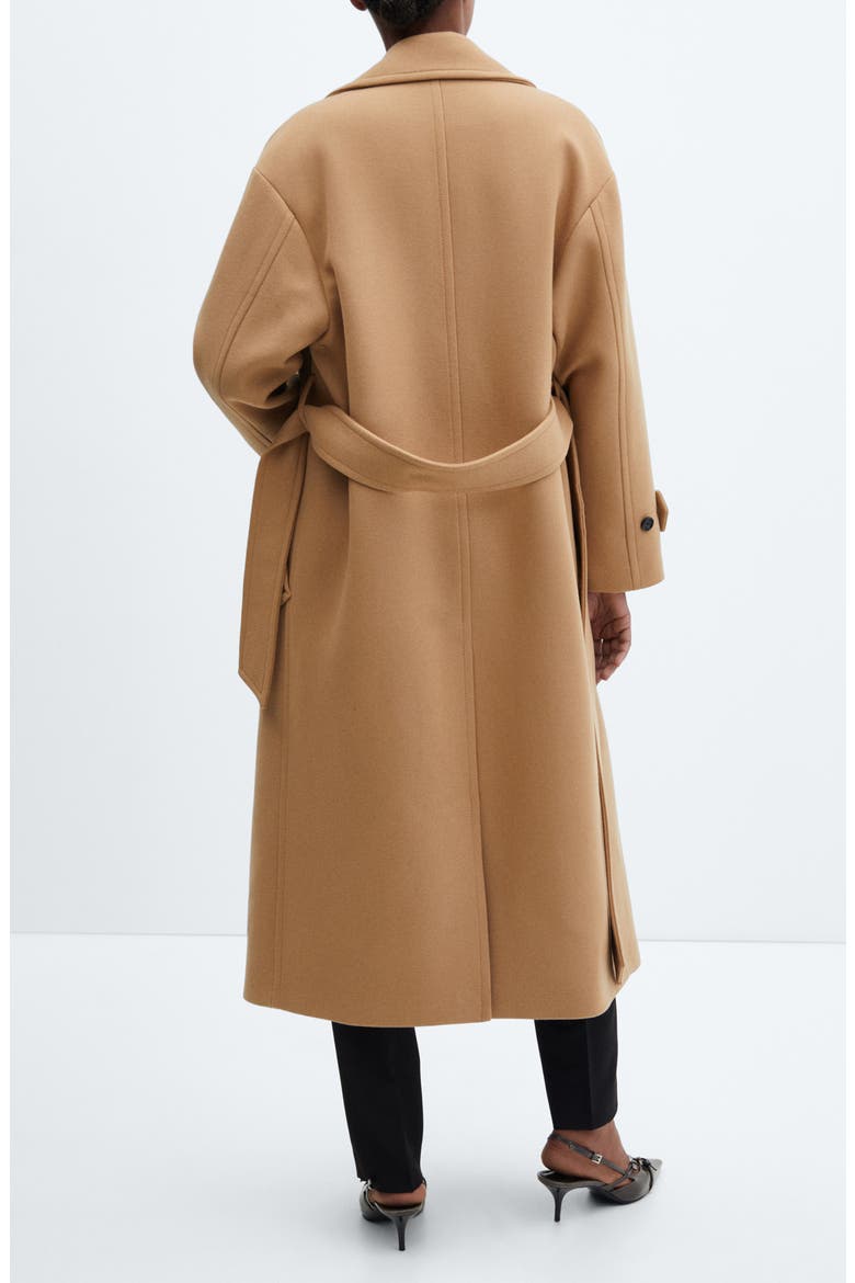 Belted Wool Blend Coat, Alternate, color, MEDIUM BROWN