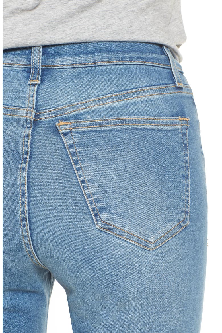 Moto Jamie Ripped High Waist Ankle Skinny Jeans, Alternate, color, MID DENIM