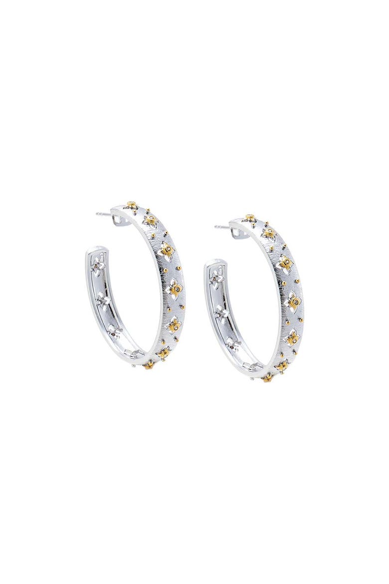 Fancy Two Tone Vintage Inspired Open Hoop Earring, Main, color, Two-Tone
