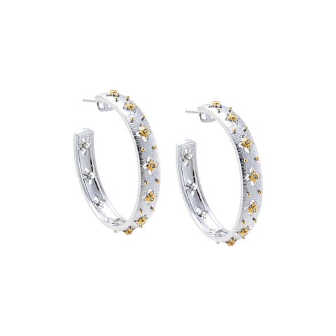 Fancy Two Tone Vintage Inspired Open Hoop Earring