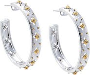 BY ADINA EDEN Fancy Two Tone Vintage Inspired Open Hoop Earring