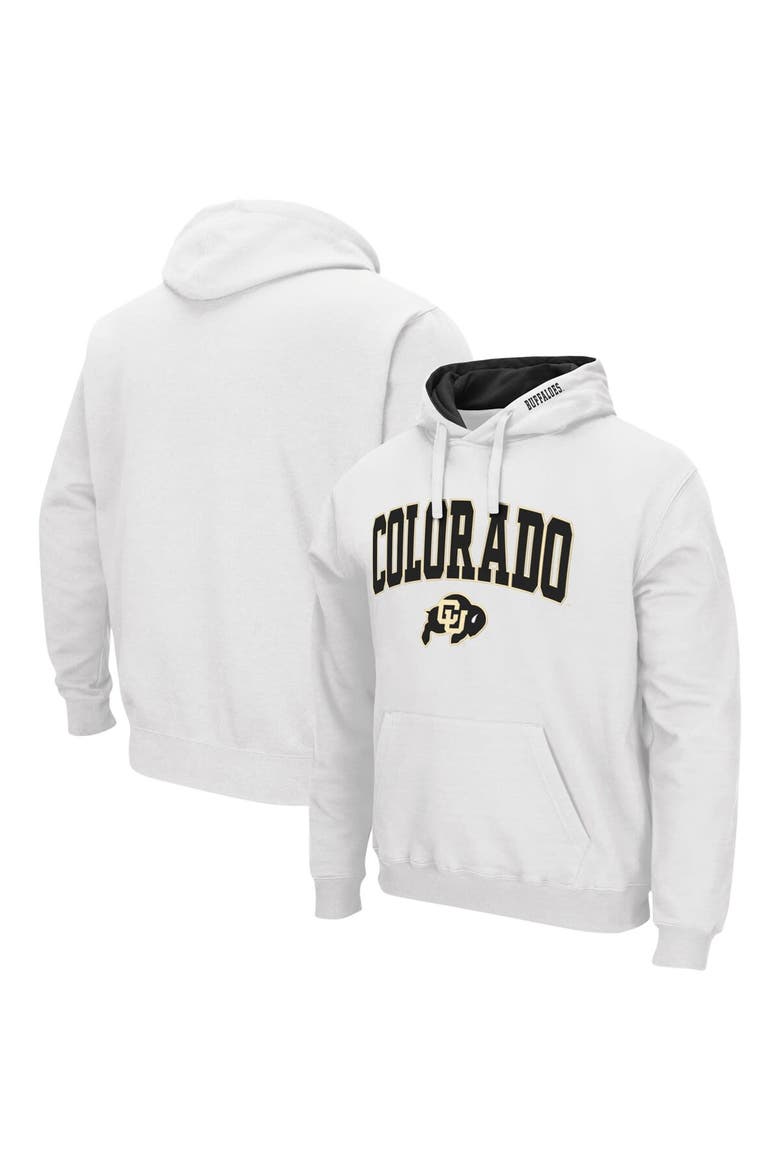 Men's Colosseum White Colorado Buffaloes Arch & Logo 3.0 Pullover Hoodie, Main, color, White