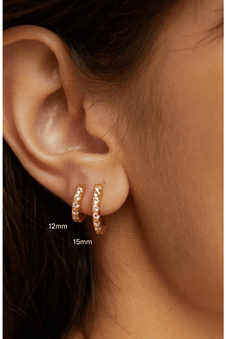 White Sapphire Huggie Earrings, Alternate, color, Yellow Gold Vermeil