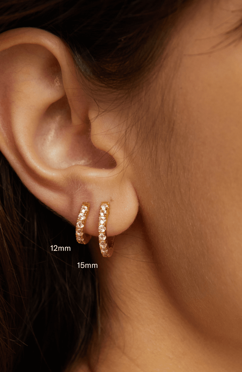 Aurate New York Lab Grown White Sapphire Huggie Earrings, Alternate, color, White Vermeil