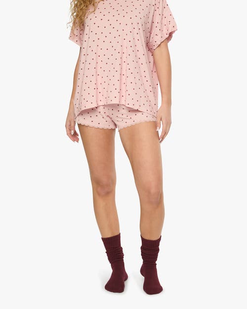 Weworewhat Lace Trim Sleep Shorts In Blossom/merlot