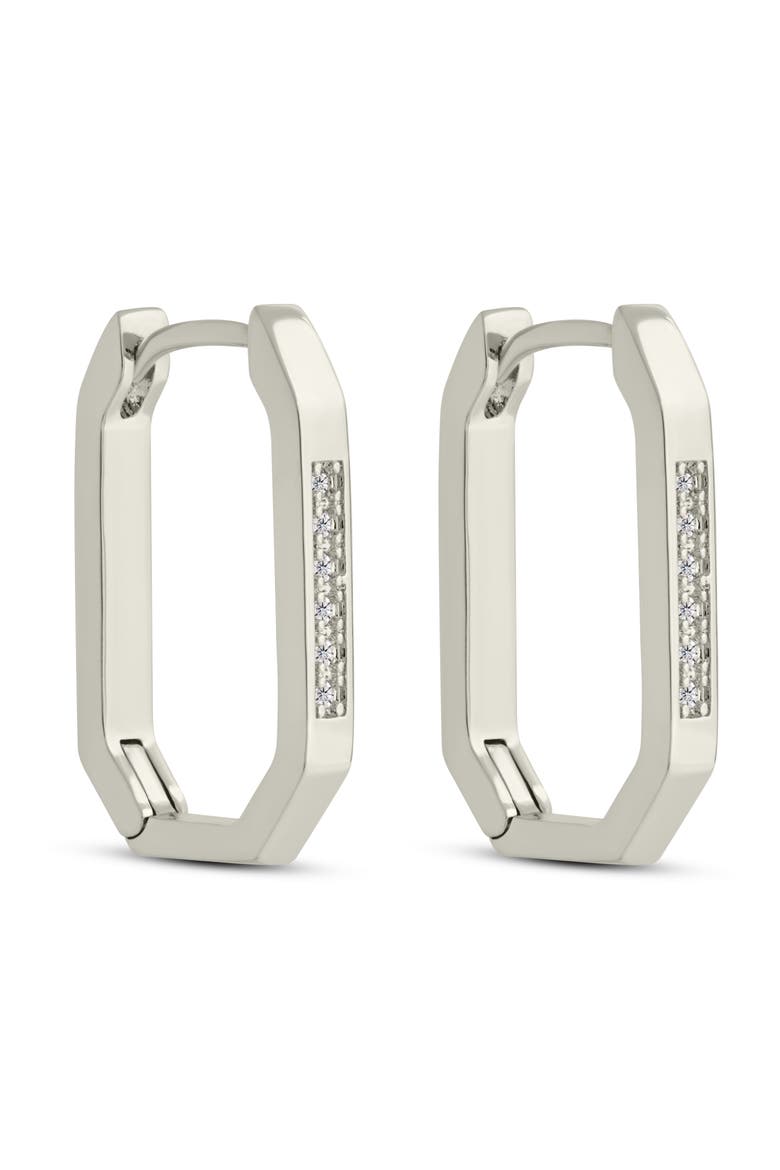 Aria Geometric CZ Hoop Earrings, Main, color, SILVER