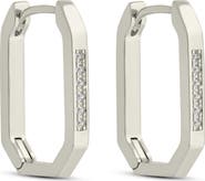 Sterling Forever Aria Geometric CZ Hoop Earrings