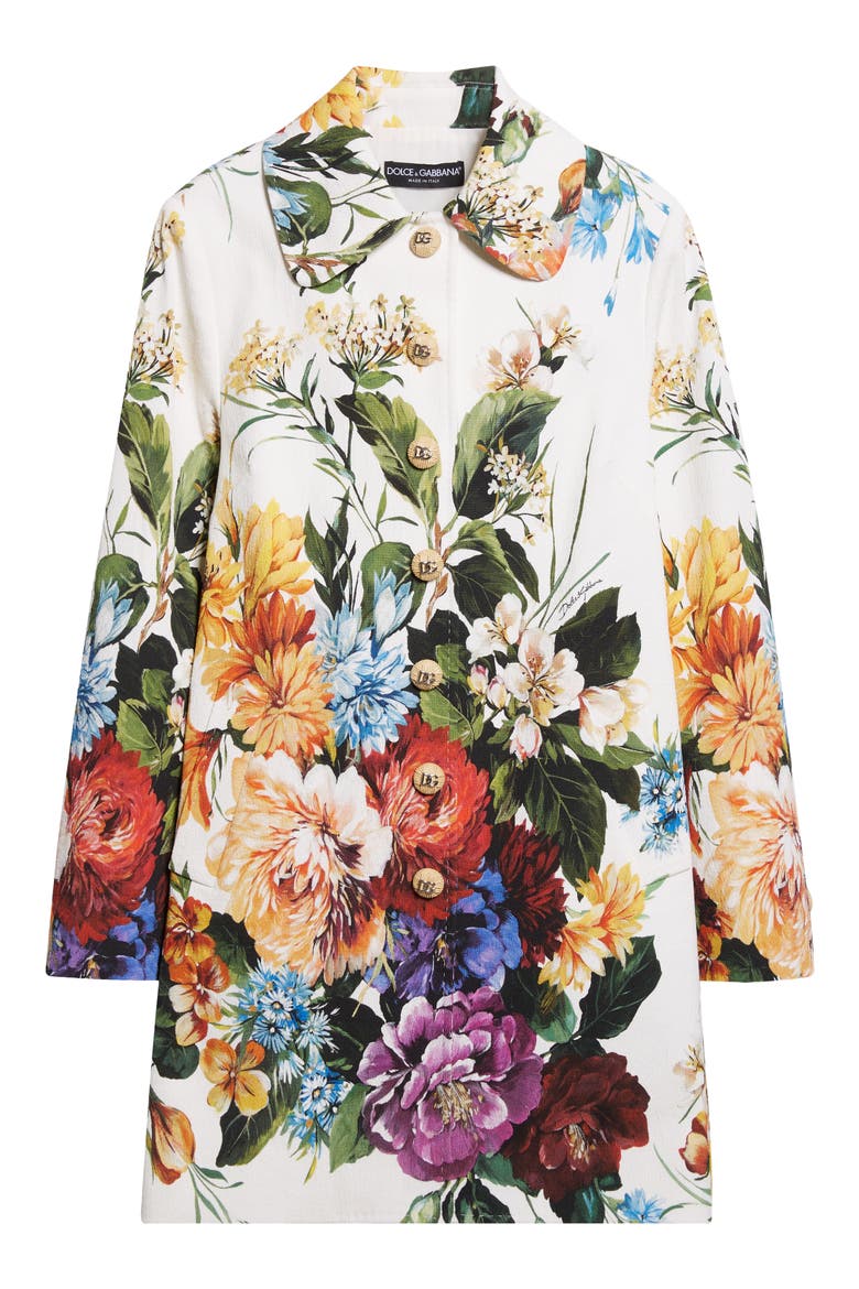 Floral Logo Button Coat, Main, color, HA5PC B.FIORI CRET. F.BCO