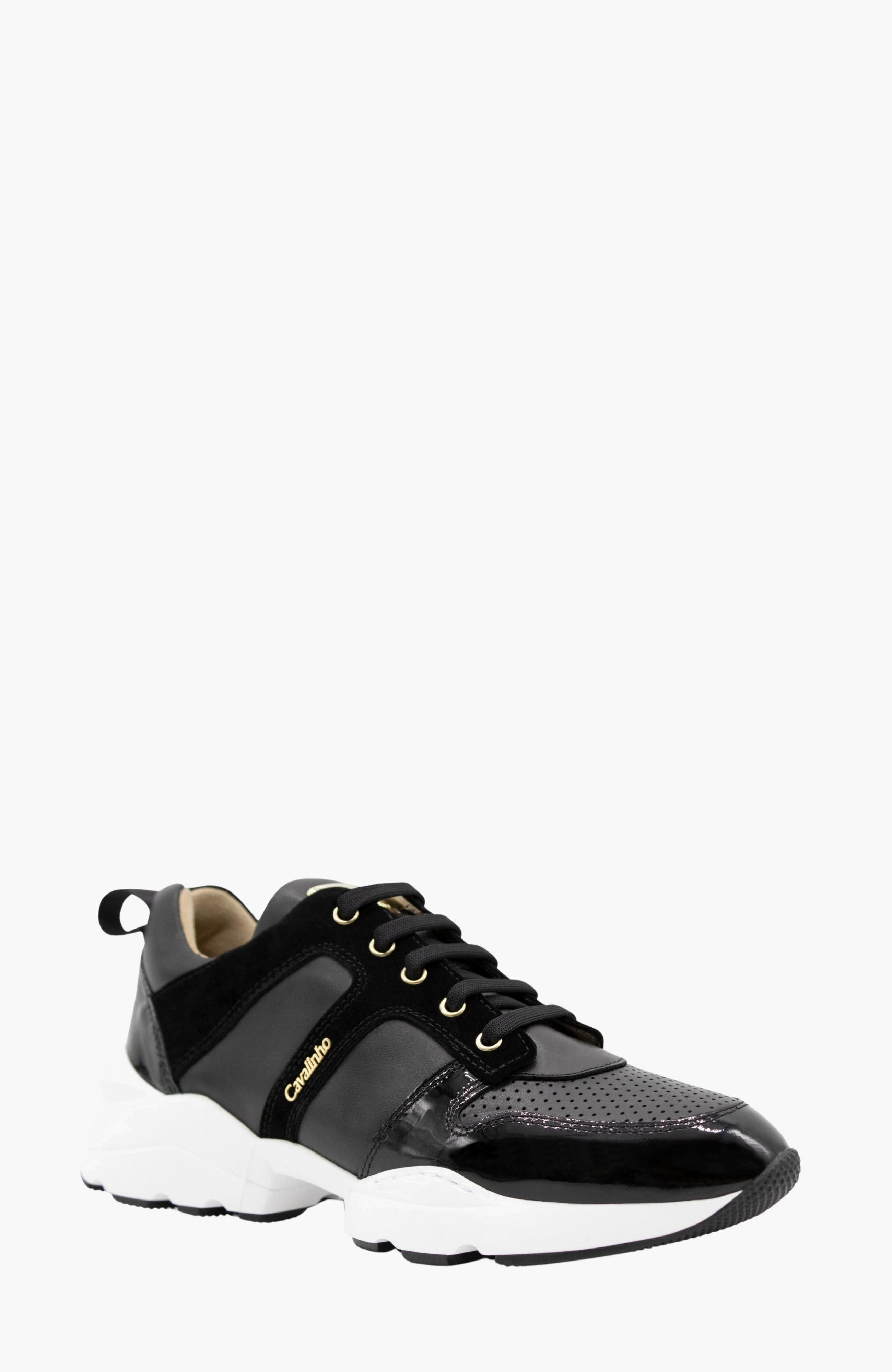 Little Bear Leather Sneakers, Alternate, color, Black